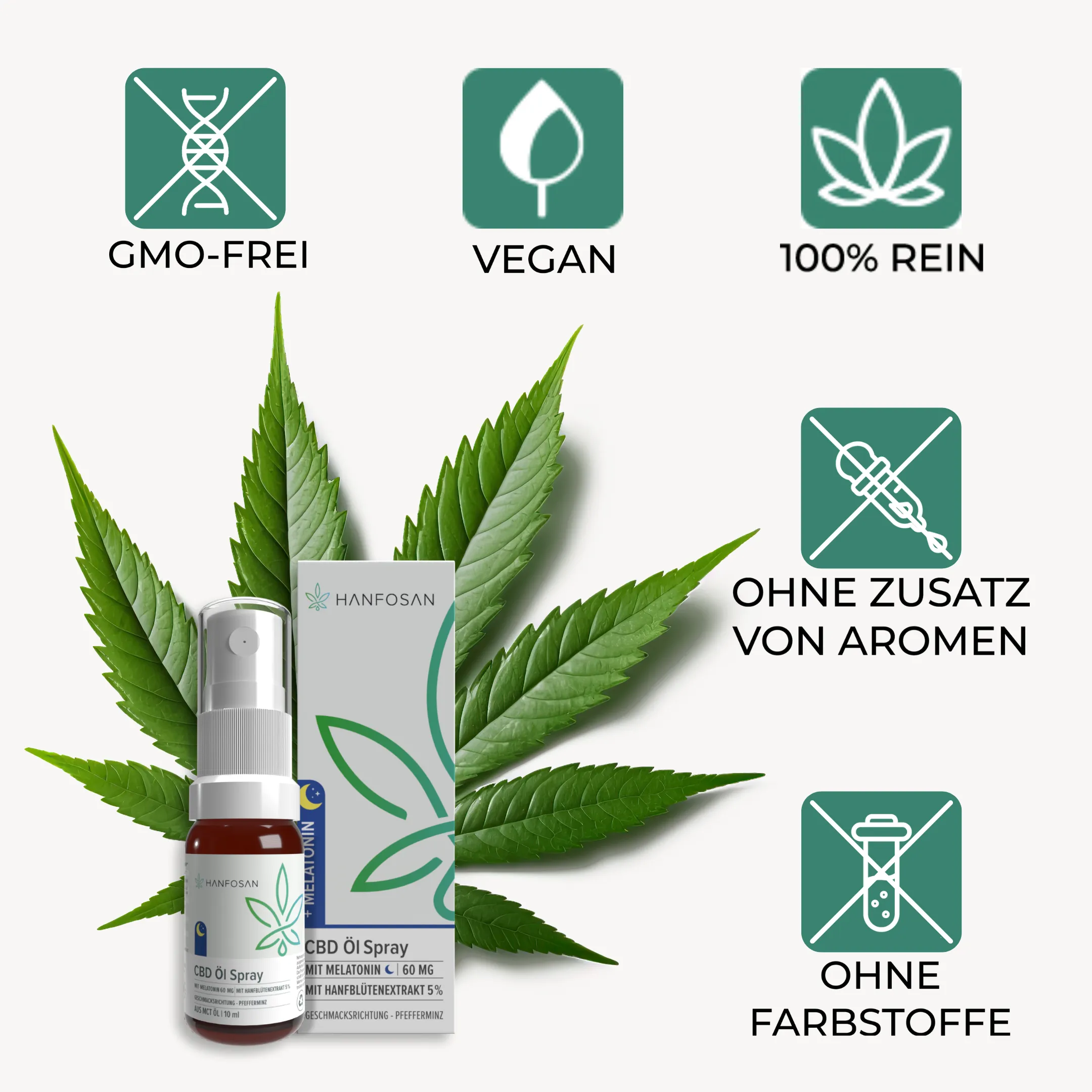  CBD Öl Spray mit Melatonin Icons